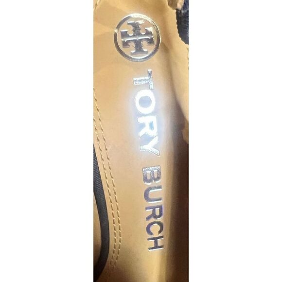 Tory Burch Navy Blue/White Polka Dot Canvas and Leather Spencer Slingback Pumps - Picture 9 of 10